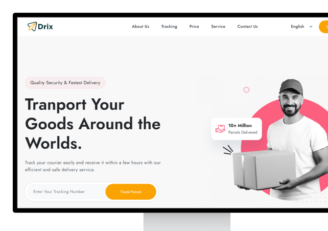 Drix courier business website with customer parcel tracking